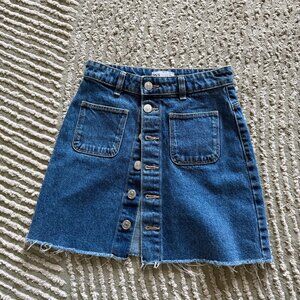 Zara Denim Mini Skirt with Raw Hem - XS